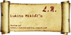 Lukits Miklós névjegykártya
